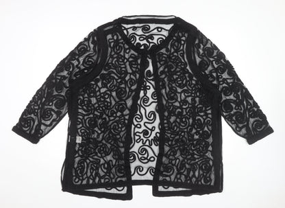 Berkertex Womens Black Lace Kimono Style Blouse Size 24