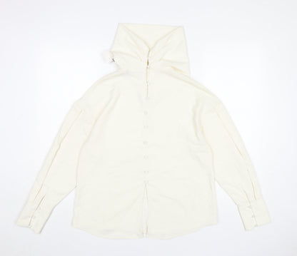 Womens UK Size XS Zara Ivory Basic Blouse