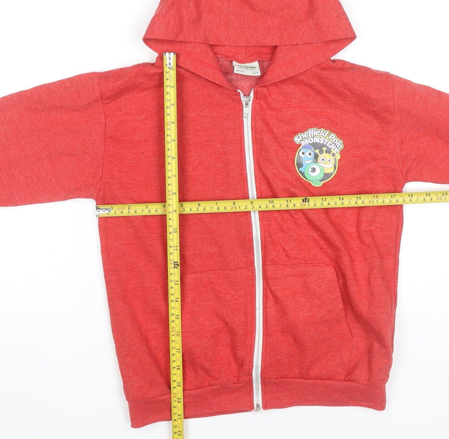 AWDis Boys Red Full Zip Hoodie 9-11 Years Sheffield Monsters Water Polo