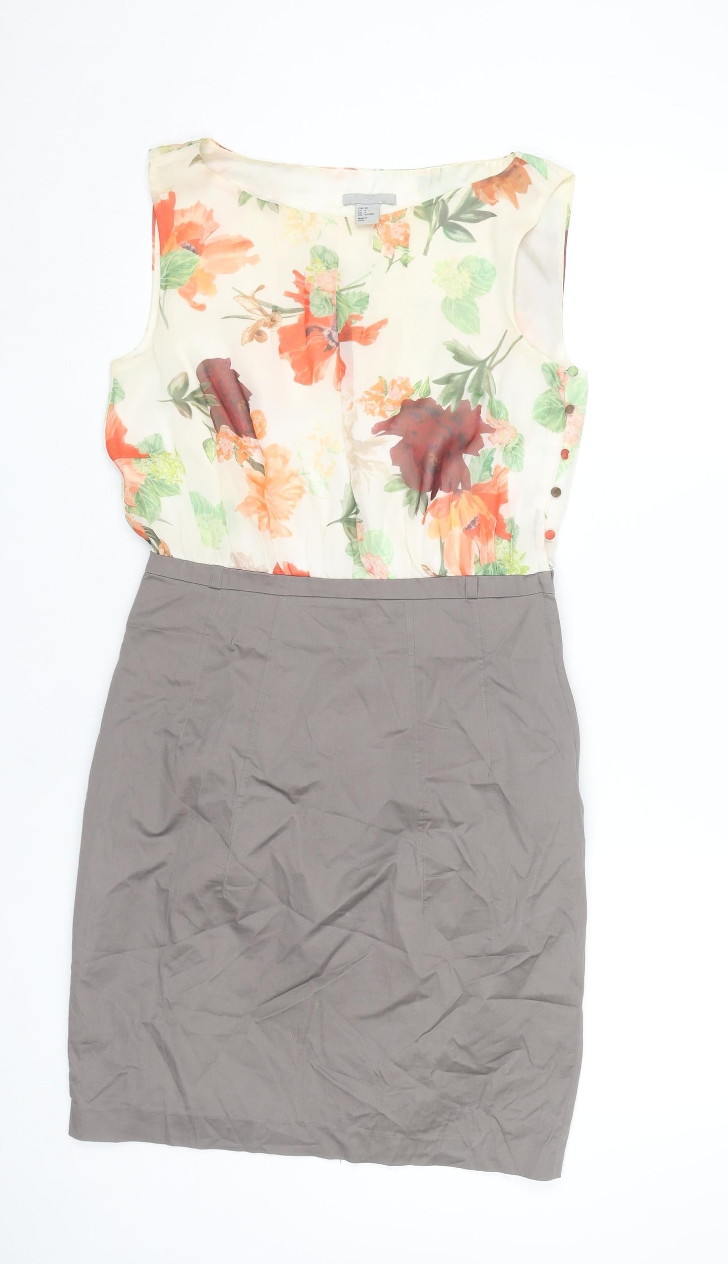 H&M Women’s Multicoloured Floral Sheath Dress Size 10 Knee Length
