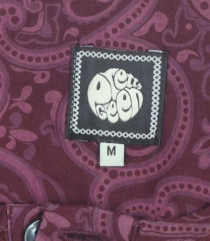 Pretty Green Men's Red Long Sleeve Henley Cotton T-Shirt Size M