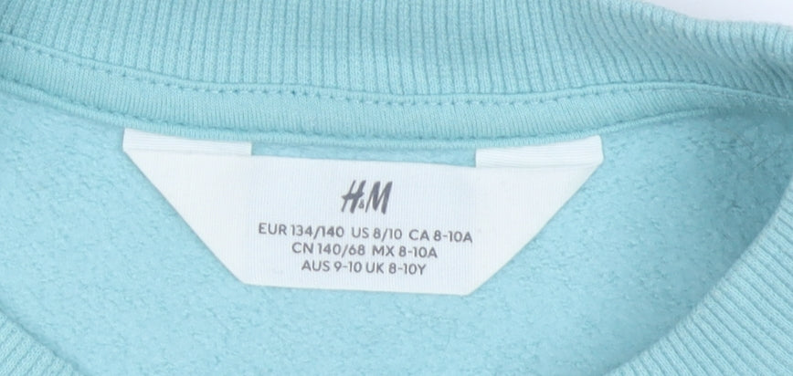 H&M Boys Blue Graphic Print Sweatshirt 9-10Y Pullover Crew Neck
