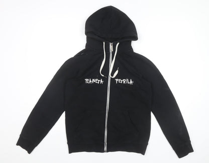 Malfini Men’s Black Full Zip Hoodie M Graphic Cotton Sweatshirt