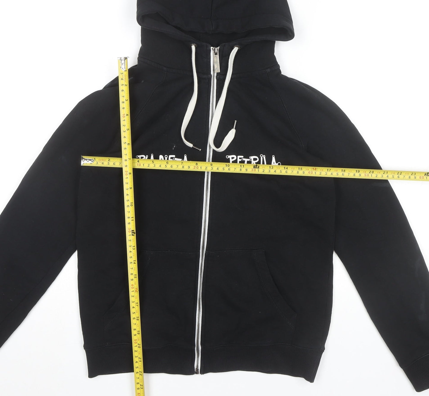 Malfini Men’s Black Full Zip Hoodie M Graphic Cotton Sweatshirt