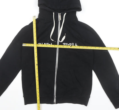 Malfini Men’s Black Full Zip Hoodie M Graphic Cotton Sweatshirt