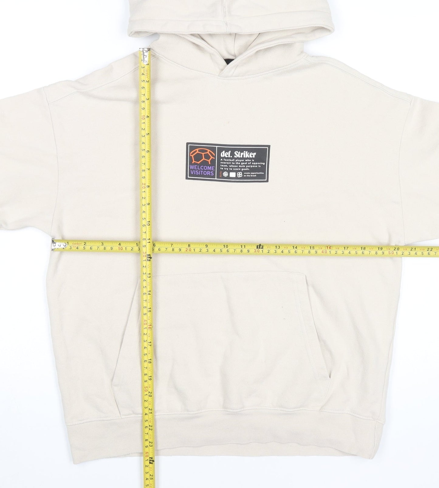 Zara Boys Beige Pullover Hoodie 13-14 Years Football Graphic Print