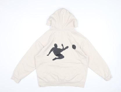 Zara Boys Beige Pullover Hoodie 13-14 Years Football Graphic Print