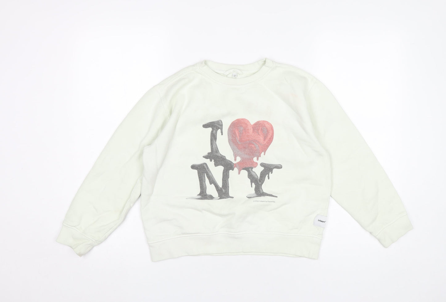 Infaant Girls White Cotton Graphic Pullover Sweatshirt 9-10Y