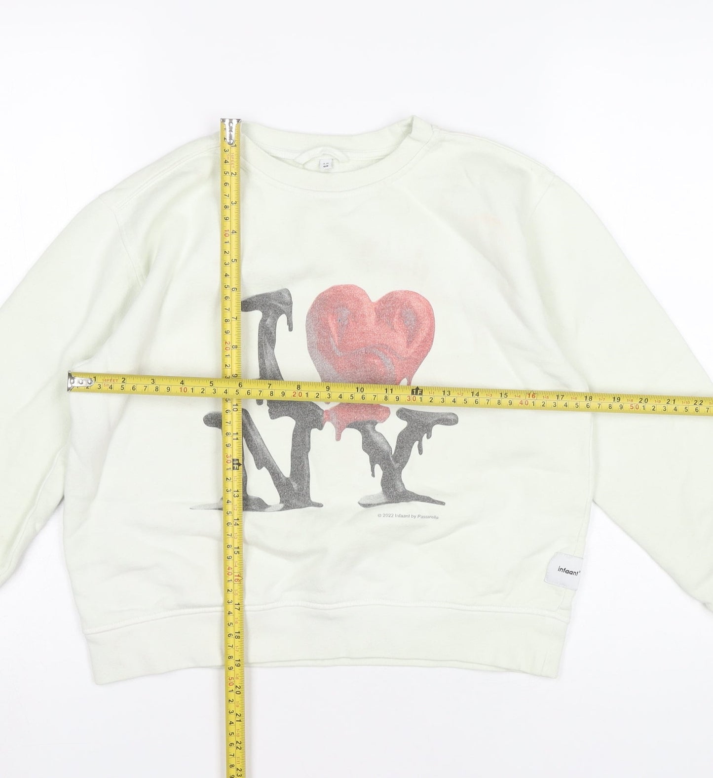 Infaant Girls White Cotton Graphic Pullover Sweatshirt 9-10Y
