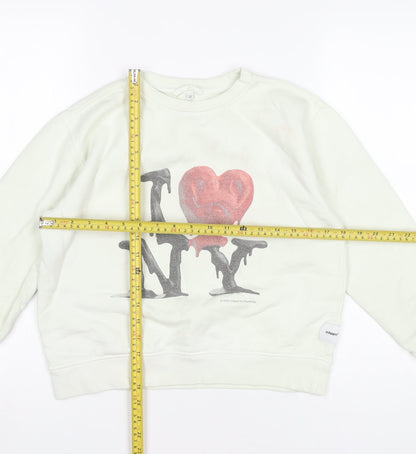 Infaant Girls White Cotton Graphic Pullover Sweatshirt 9-10Y