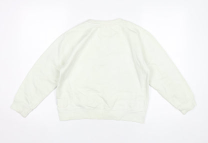 Infaant Girls White Cotton Graphic Pullover Sweatshirt 9-10Y