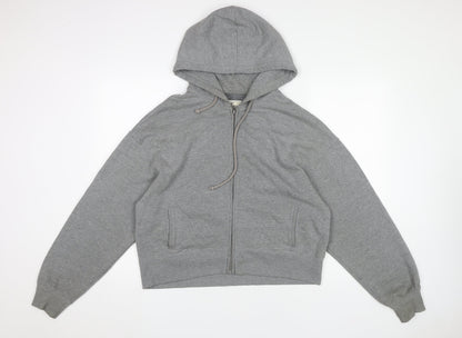 Hollister Womens Grey Full Zip Hoodie Sweatshirt Size M Cotton Blend