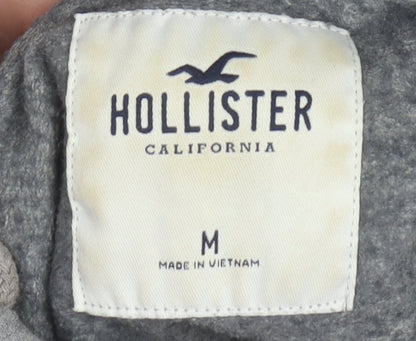 Hollister Womens Grey Full Zip Hoodie Sweatshirt Size M Cotton Blend