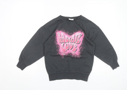 I ❤️ Girlpower Girls Black Graphic Print Pullover Sweatshirt 8 Years