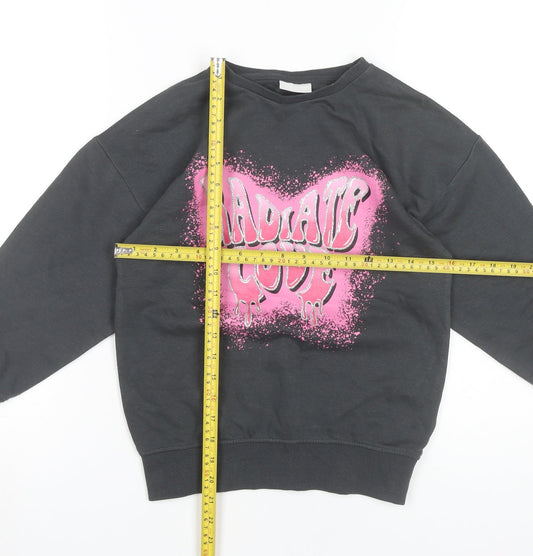 I ❤️ Girlpower Girls Black Graphic Print Pullover Sweatshirt 8 Years