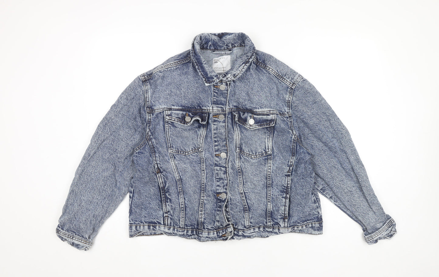 Primark Women’s Blue Denim Jacket XL Casual Buttoned Pocket