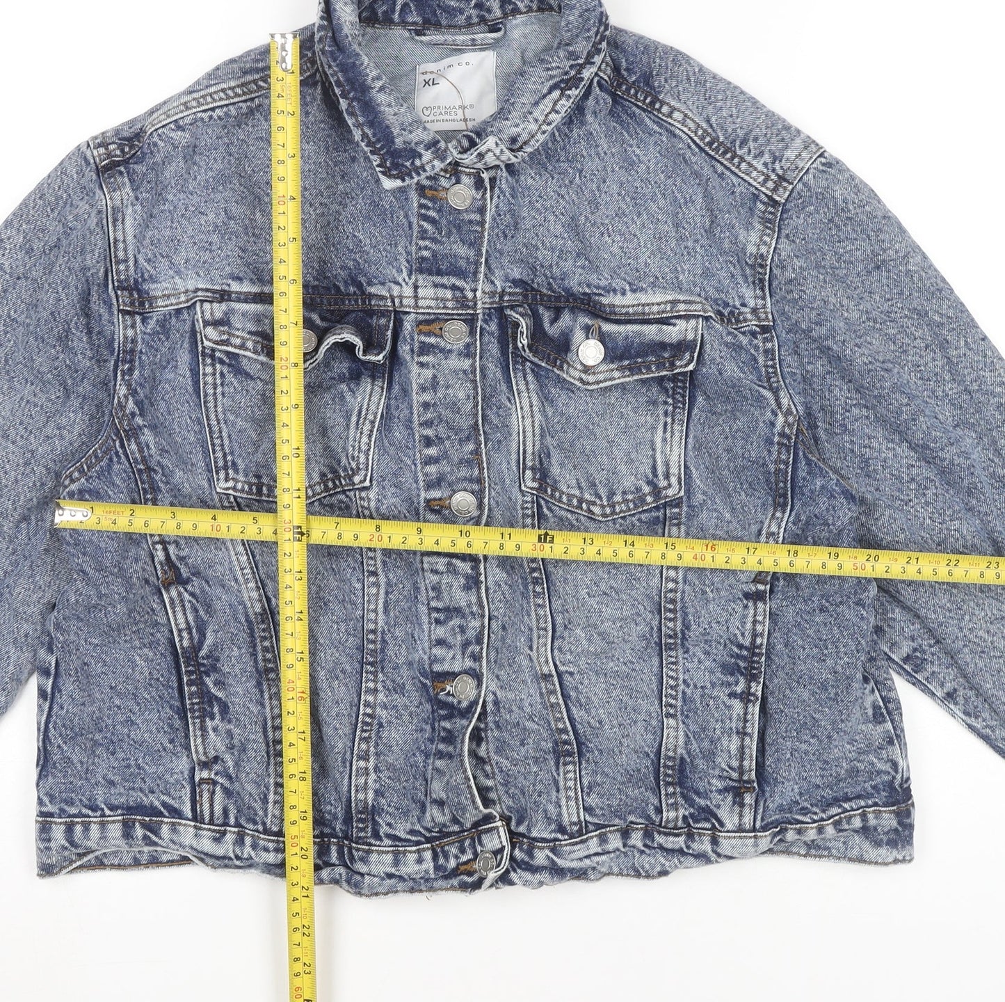 Primark Women’s Blue Denim Jacket XL Casual Buttoned Pocket