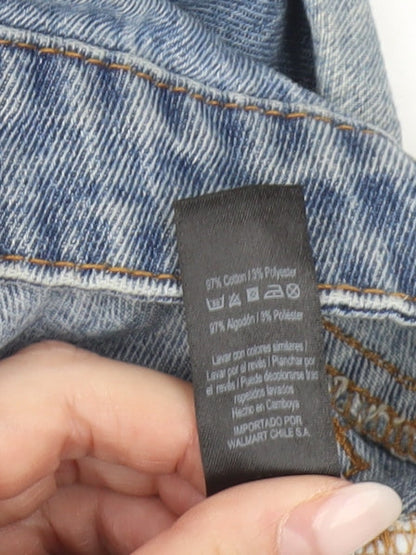 George Women’s Blue Denim Boyfriend Shorts UK 14 Casual Distressed