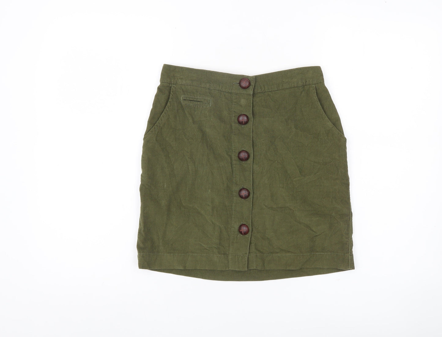 BDG Women’s Green Corduroy Button Skirt S Short Casual