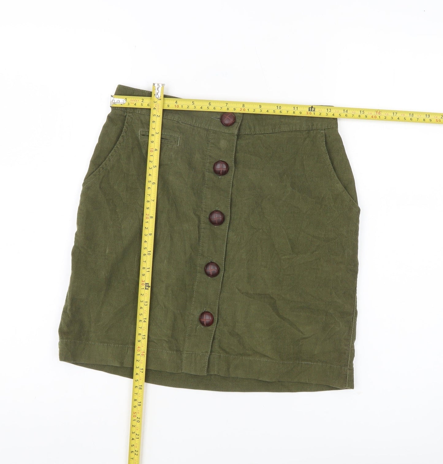 BDG Women’s Green Corduroy Button Skirt S Short Casual