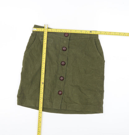 BDG Women’s Green Corduroy Button Skirt S Short Casual