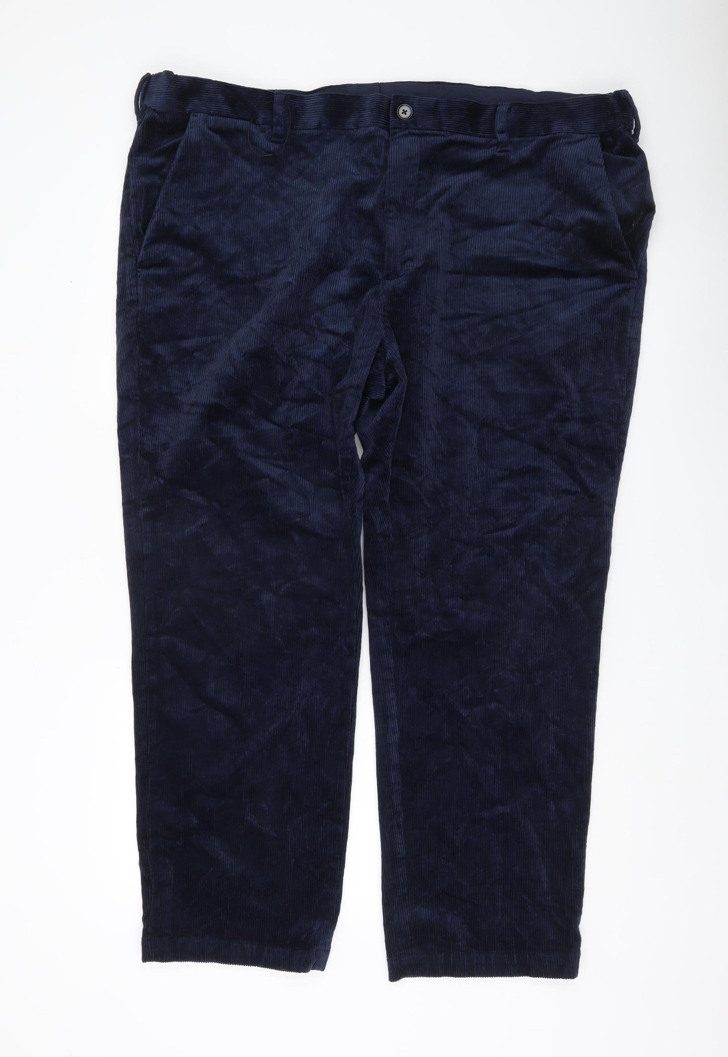 Marks and Spencer Men’s Blue Corduroy Regular Fit Trousers 46x29