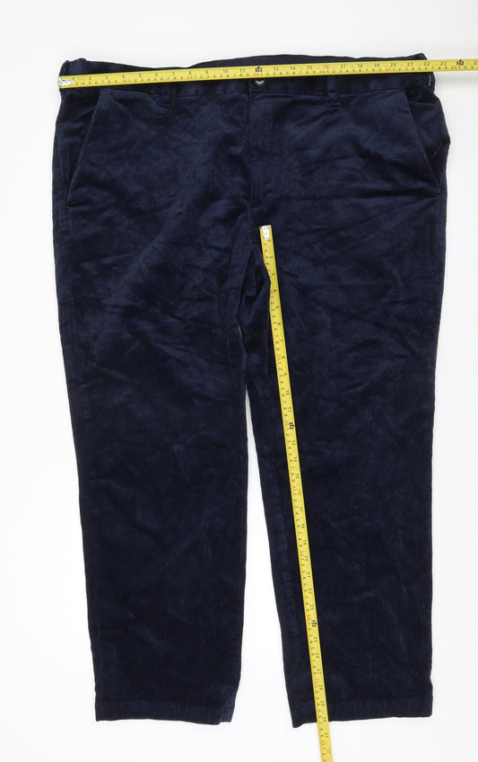 Marks and Spencer Men’s Blue Corduroy Regular Fit Trousers 46x29