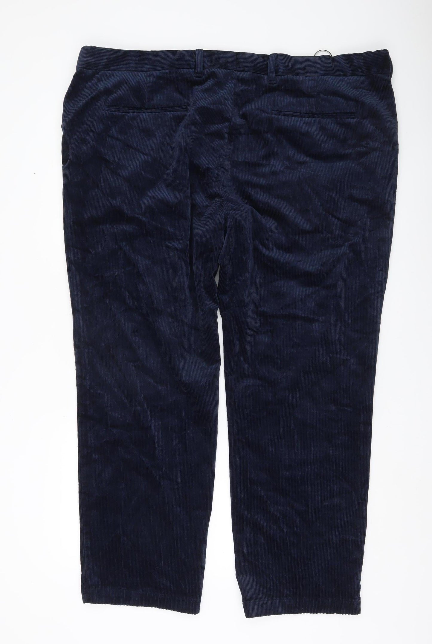 Marks and Spencer Men’s Blue Corduroy Regular Fit Trousers 46x29