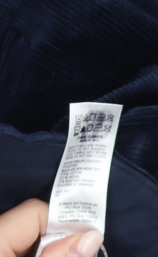 Marks and Spencer Men’s Blue Corduroy Regular Fit Trousers 46x29