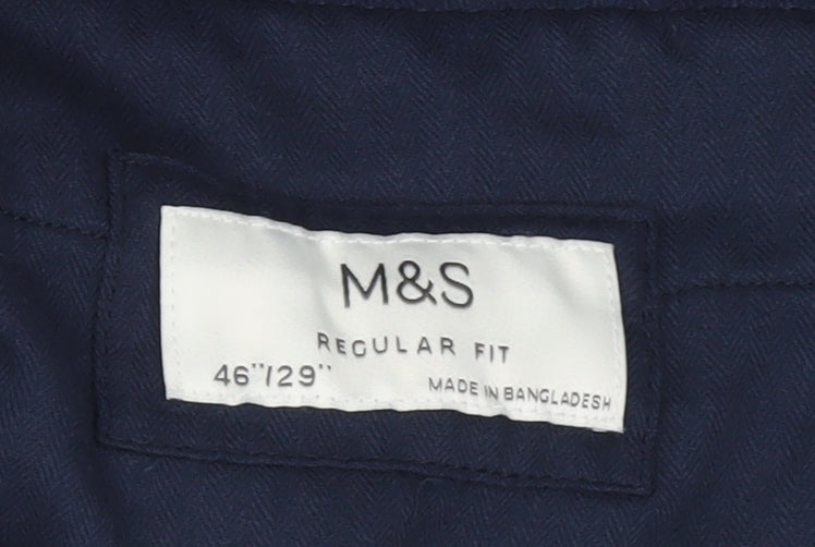 Marks and Spencer Men’s Blue Corduroy Regular Fit Trousers 46x29