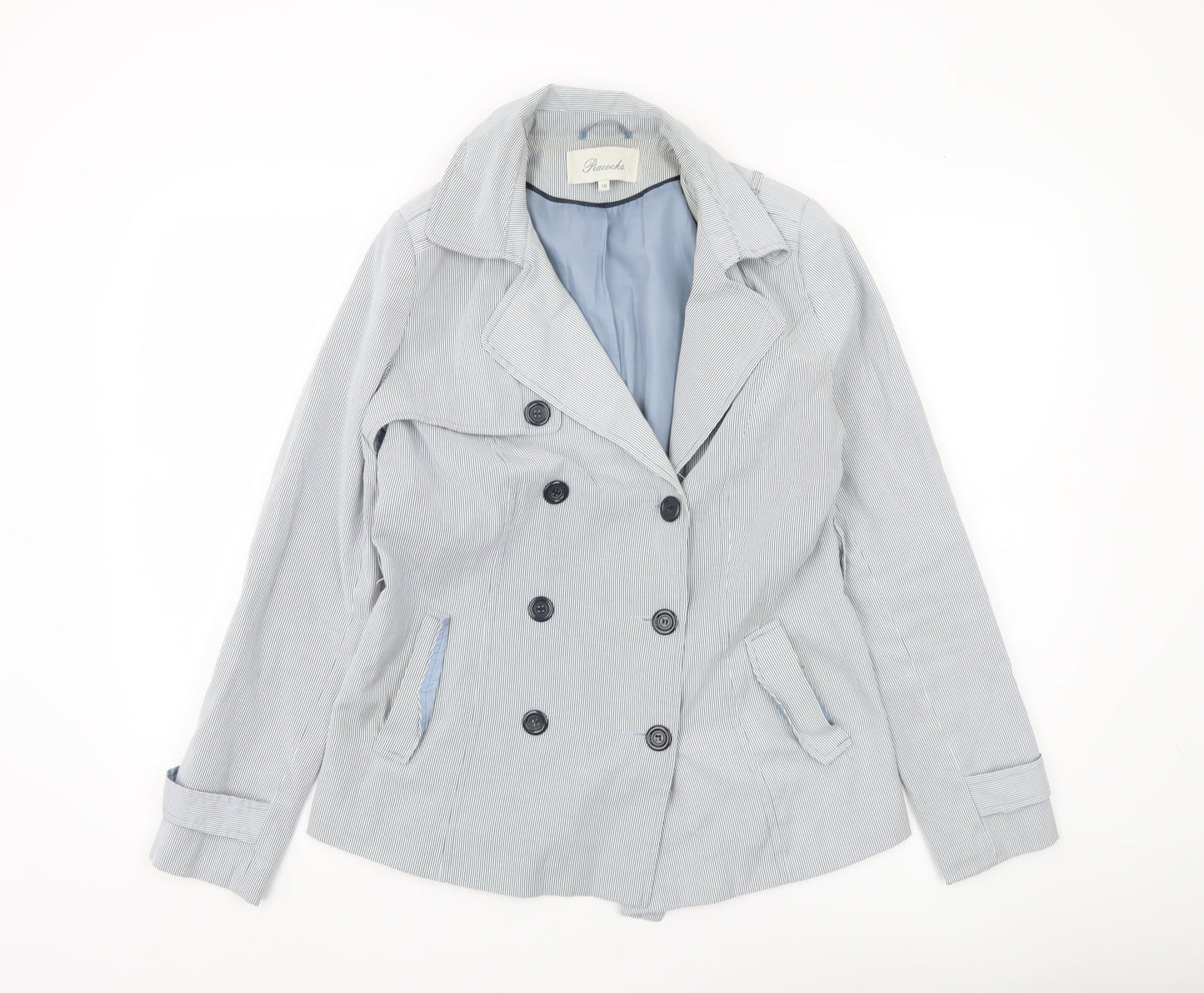 Womens UK Size 10 Peacocks Blue Pea Coat