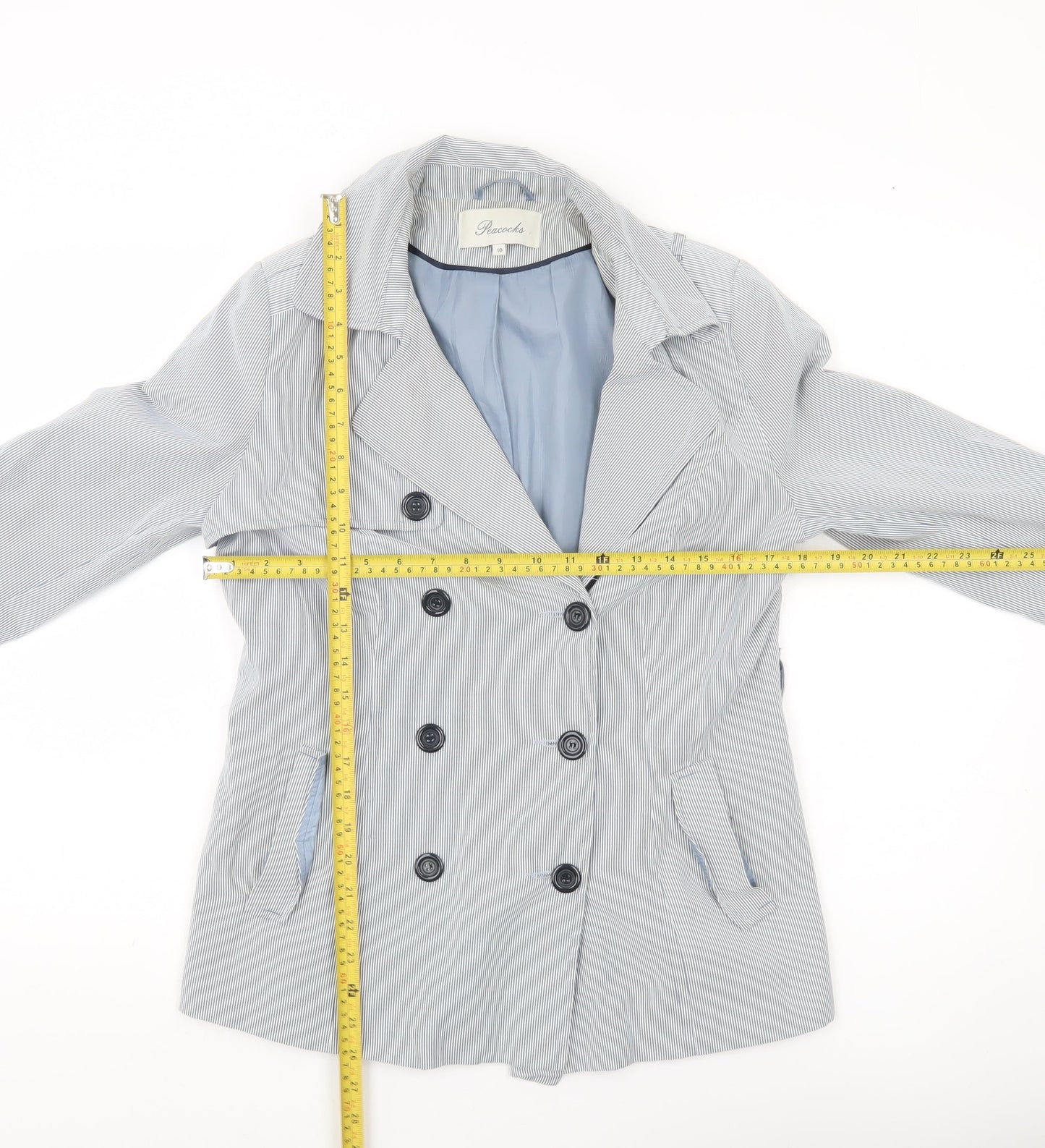 Womens UK Size 10 Peacocks Blue Pea Coat