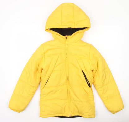 Juniors Boys Yellow 11-12Y Puffer Jacket Winter Hooded Coat