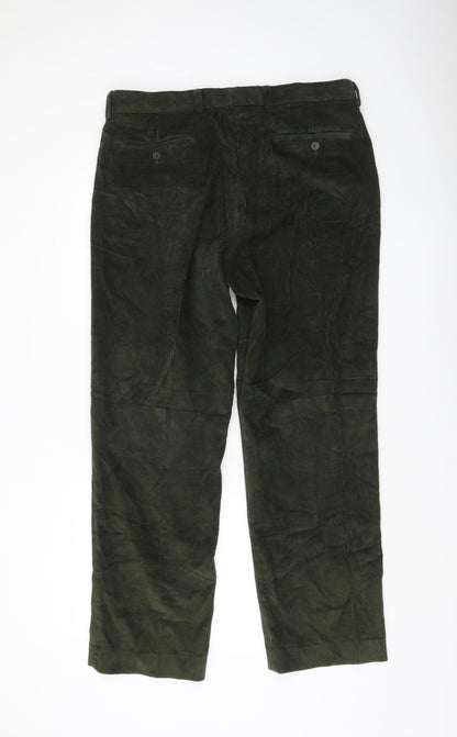 TU Men’s Green Corduroy Chino Trousers 36R Regular Fit