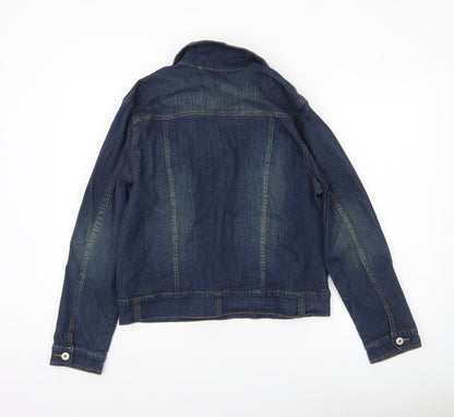 BEACH Women’s Blue Denim Studded Jacket Size L Casual