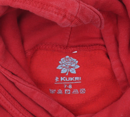 Kukri Boys Red Pullover Hoodie 7-8 Years Rugby Sports Casual