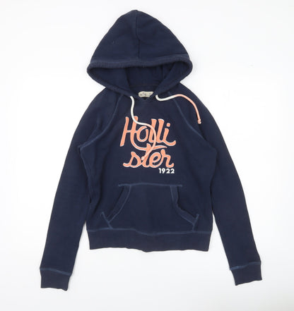 Hollister Women’s Blue Pullover Hoodie XS Logo Fleece Casual Sweatshirt