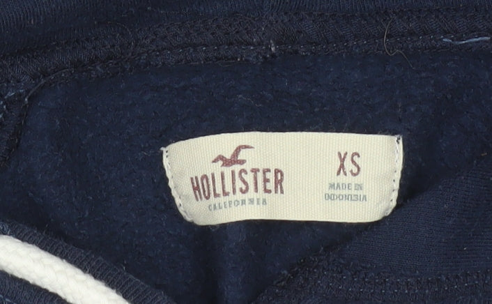 Hollister Women’s Blue Pullover Hoodie XS Logo Fleece Casual Sweatshirt