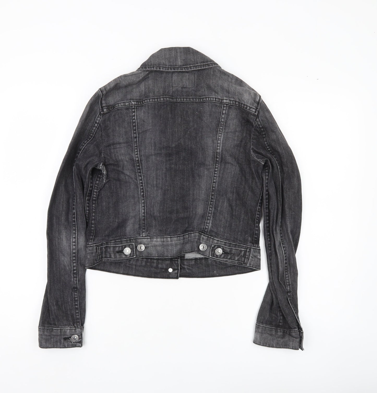 Levi's Womens Grey Denim Cropped Jacket Size S Casual Buttoned