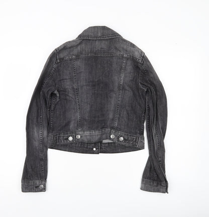 Levi's Womens Grey Denim Cropped Jacket Size S Casual Buttoned