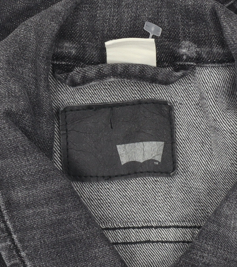 Levi's Womens Grey Denim Cropped Jacket Size S Casual Buttoned