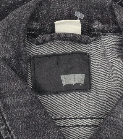 Levi's Womens Grey Denim Cropped Jacket Size S Casual Buttoned