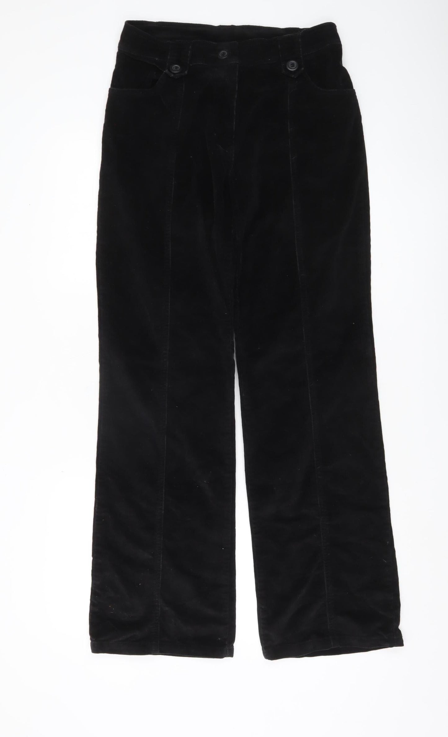 Miladys Womens Black Corduroy Straight Leg Trousers Size 6