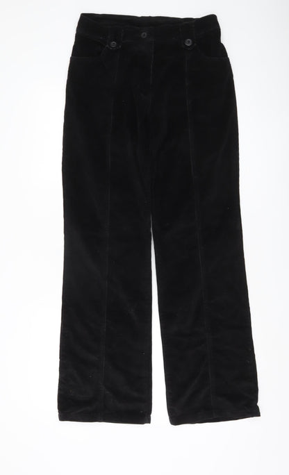 Miladys Womens Black Corduroy Straight Leg Trousers Size 6