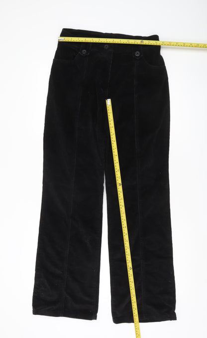 Miladys Womens Black Corduroy Straight Leg Trousers Size 6