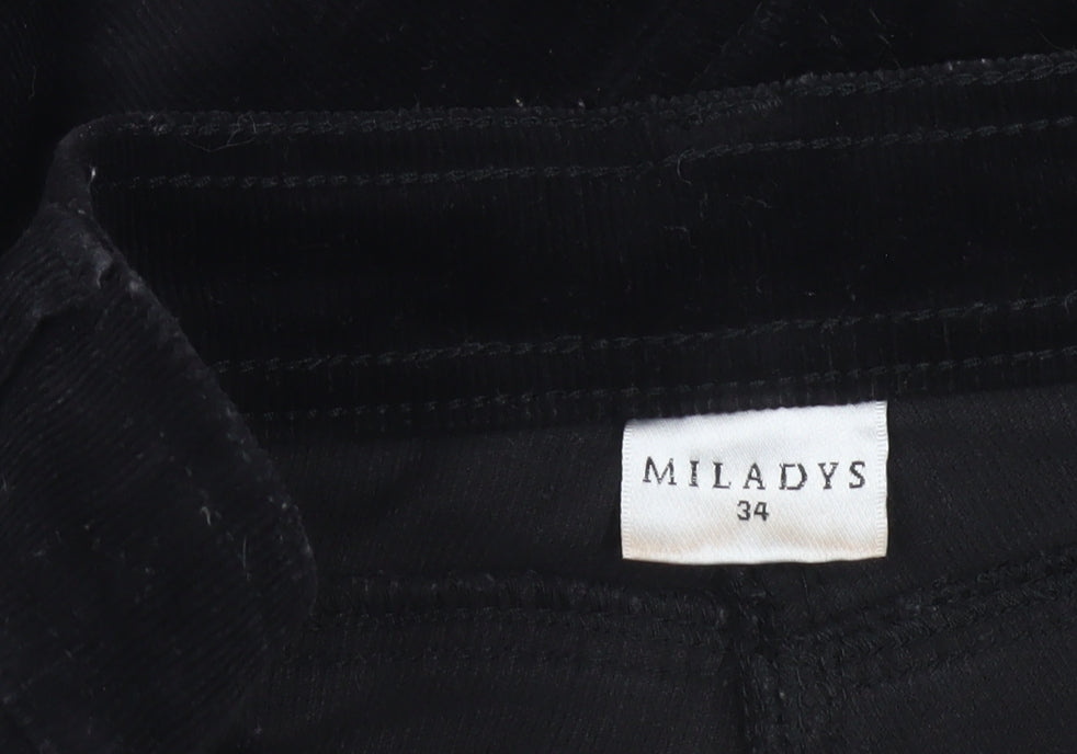 Miladys Womens Black Corduroy Straight Leg Trousers Size 6