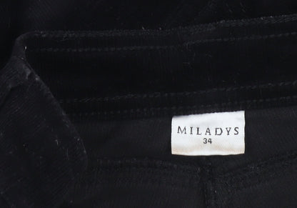 Miladys Womens Black Corduroy Straight Leg Trousers Size 6