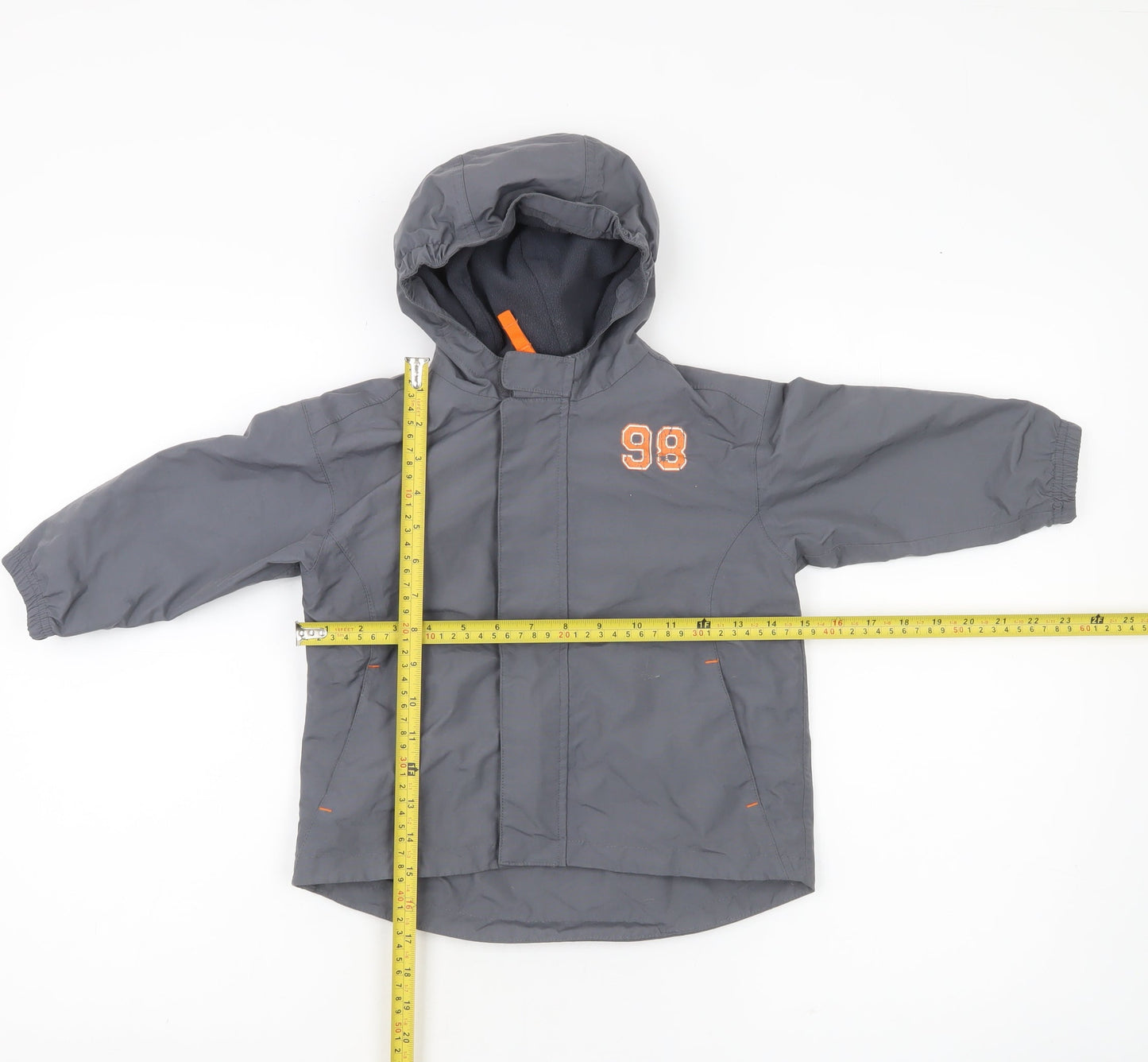 Domyos Boys Grey Hooded Rain Coat Jacket 2-3 Years Polyester
