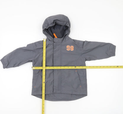 Domyos Boys Grey Hooded Rain Coat Jacket 2-3 Years Polyester