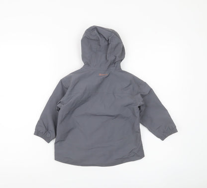 Domyos Boys Grey Hooded Rain Coat Jacket 2-3 Years Polyester